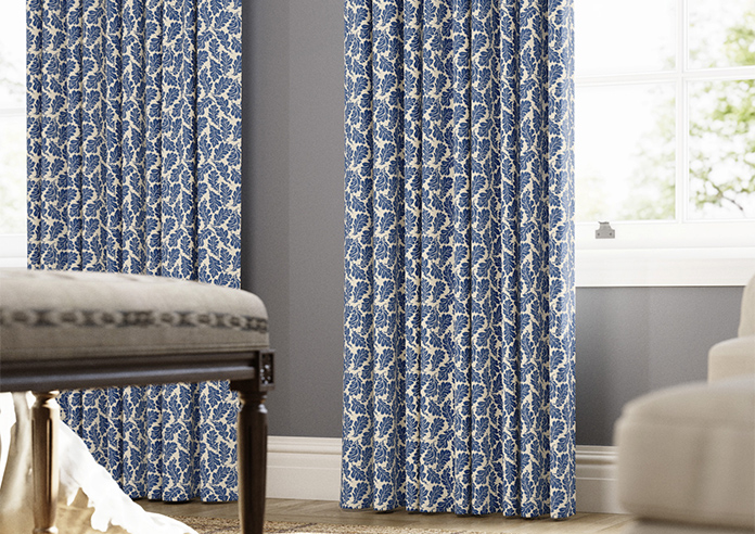 Land & Shore Oak Leaf, Blue - Made to Measure Curtains - Image 5